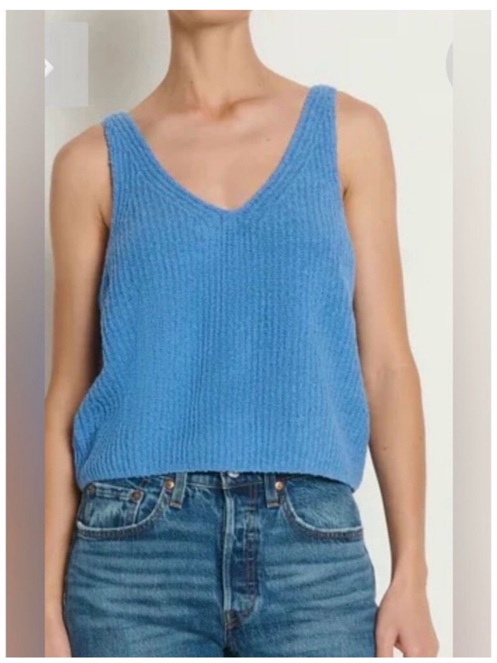 Nation LA CeCe Laguna Sweater Tank Blue Boucle Knit Sleeveless Top XXL NWT
